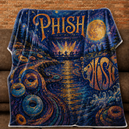 Phish Painterly Sherpa Blanket, Jam Band Fleece Blanket  Phish Fan Gift, Music Lover Bedding
