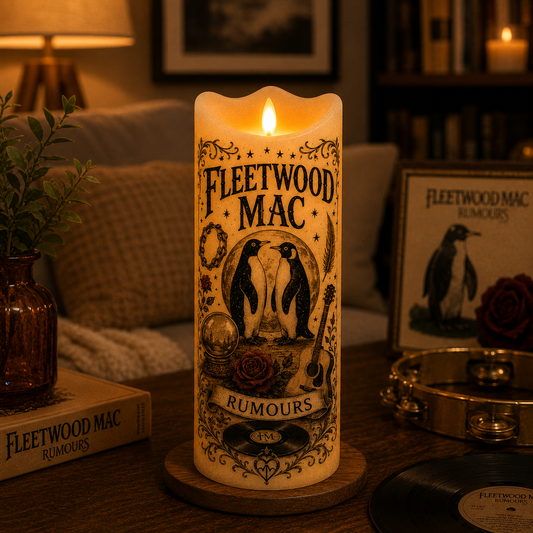 Fleetwood Mac LED Flameless Candle – Rumours Music Lover Decorative Candle with Warm Flickering Light