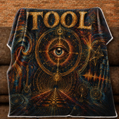 Tool Band Painterly Blanket, Psychedelic Rock Fleece Throw, Sacred Geometry Eye Blanket, Progressive Metal Fan Gift