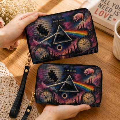 Pink Floyd Leather Handbag – Dark Side of the Moon Prism Tote Purse, Psychedelic Rock Gift for Women