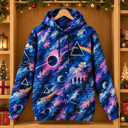 Pink Floyd Painterly Cosmic Hoodie – Dark Side of the Moon Art Pullover, Psychedelic Rock Music Fan Gift