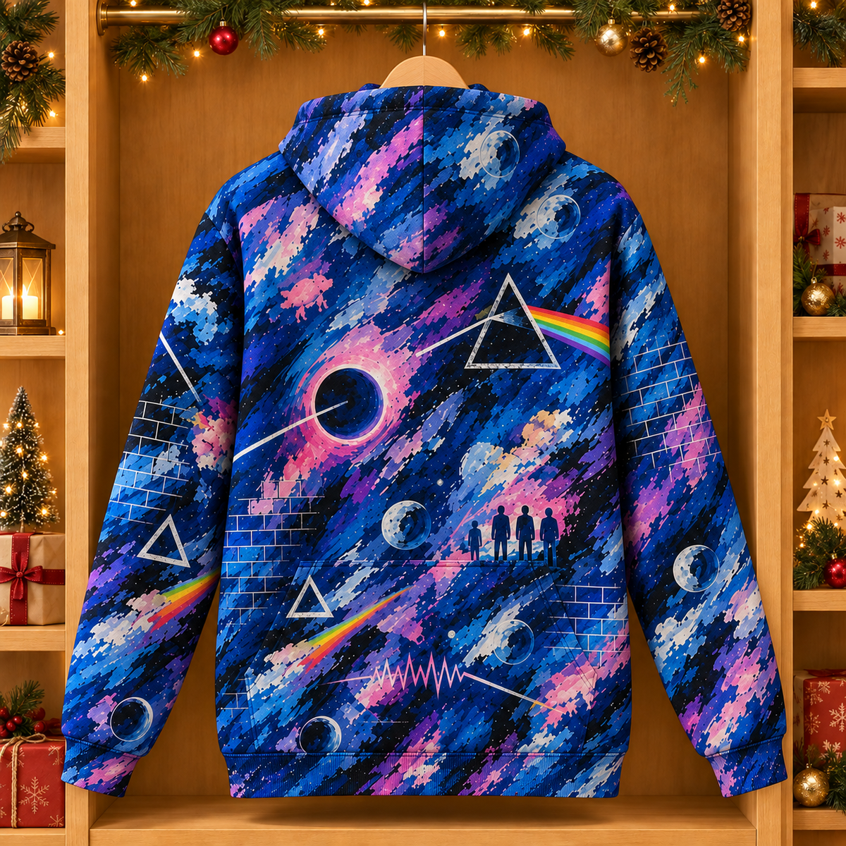 Pink Floyd Painterly Cosmic Hoodie – Dark Side of the Moon Art Pullover, Psychedelic Rock Music Fan Gift