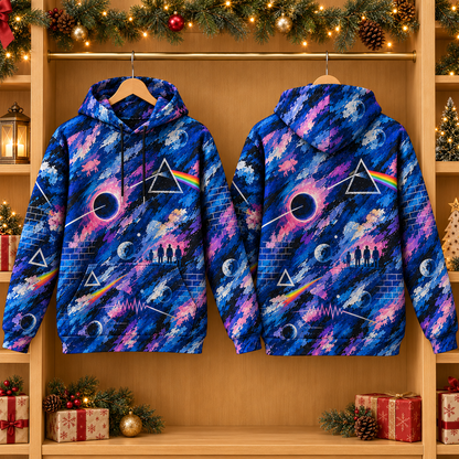 Pink Floyd Painterly Cosmic Hoodie – Dark Side of the Moon Art Pullover, Psychedelic Rock Music Fan Gift
