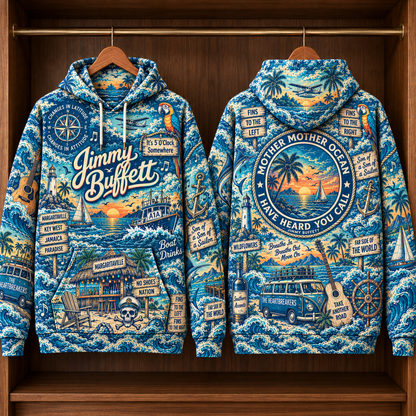 Jimmy Buffett Tropical Ocean Hoodie – Margaritaville Coastal Adventure Pullover, Parrothead Beach Music Fan Gift