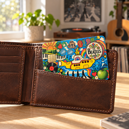 The Beatles Credit Card Sticker, Yellow Submarine Abbey Road Card Skin, Retro Psychedelic Music Wallet Decal Gift