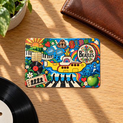 The Beatles Credit Card Sticker, Yellow Submarine Abbey Road Card Skin, Retro Psychedelic Music Wallet Decal Gift