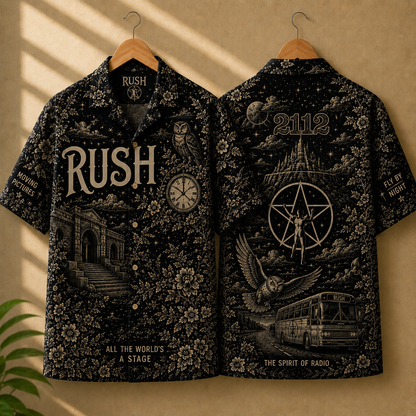 Rush Band Hawaiian Shirt - Classic Rock Vintage All-Over Print Button-Up Shirt