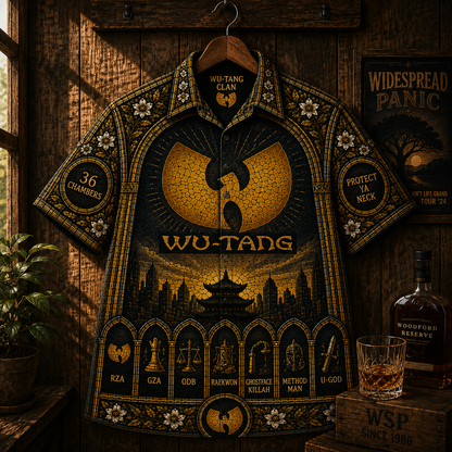 Wu-Tang Clan Hawaiian Shirt- Vintage Hip Hop Button-Up Shirt 36 Chambers Streetwear Gift for Rap Fans