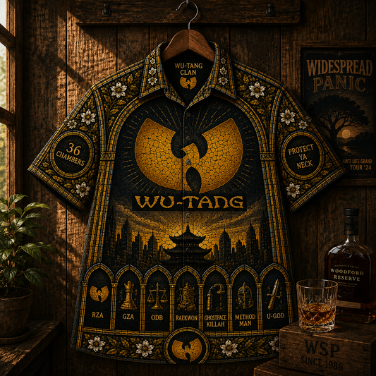 Wu-Tang Clan Hawaiian Shirt- Vintage Hip Hop Button-Up Shirt 36 Chambers Streetwear Gift for Rap Fans
