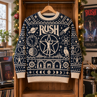 Rush Christmas Sweater, 2112 Starman Ugly Christmas Knit Sweater, Progressive Rock Holiday Gift