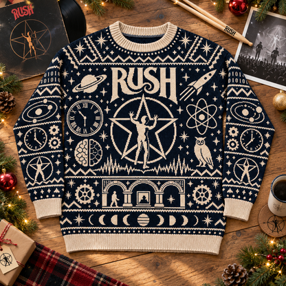 Rush Christmas Sweater, 2112 Starman Ugly Christmas Knit Sweater, Progressive Rock Holiday Gift
