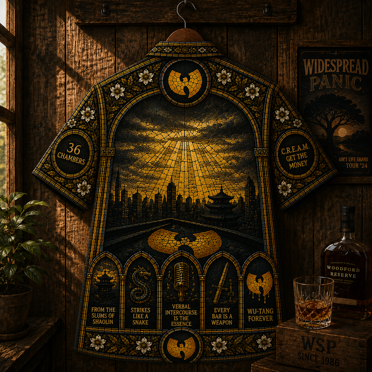 Wu-Tang Clan Hawaiian Shirt- Vintage Hip Hop Button-Up Shirt 36 Chambers Streetwear Gift for Rap Fans