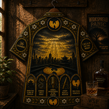 Wu-Tang Clan Hawaiian Shirt- Vintage Hip Hop Button-Up Shirt 36 Chambers Streetwear Gift for Rap Fans
