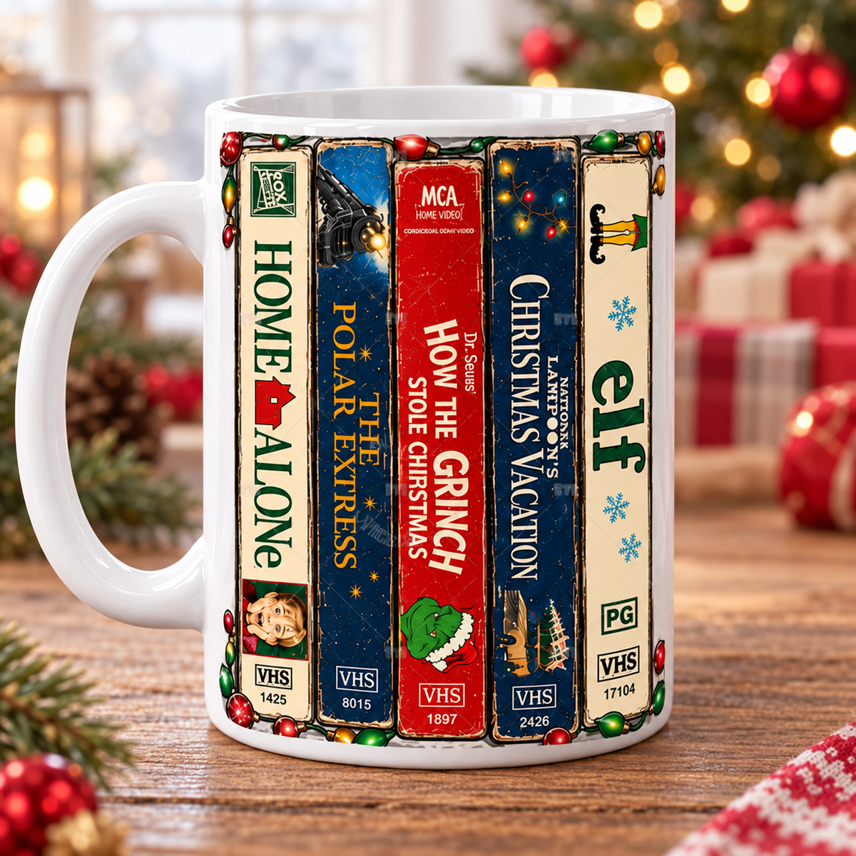 Nostalgic Christmas VHS Mug, Retro Holiday Movie Coffee Cup, Classic Christmas Film Lover Gift, Vintage 80s 90s Holiday Mug
