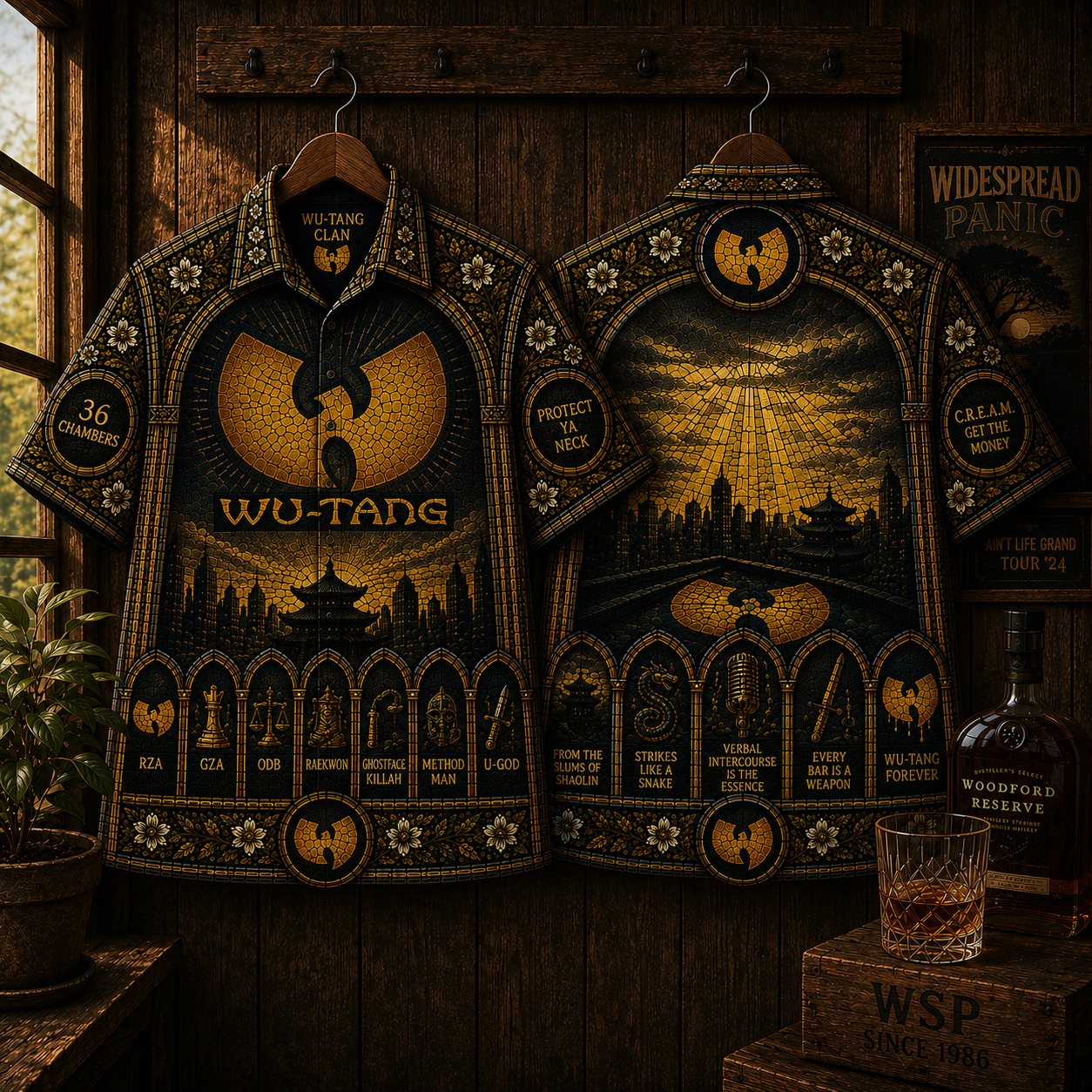 Wu-Tang Clan Hawaiian Shirt- Vintage Hip Hop Button-Up Shirt 36 Chambers Streetwear Gift for Rap Fans