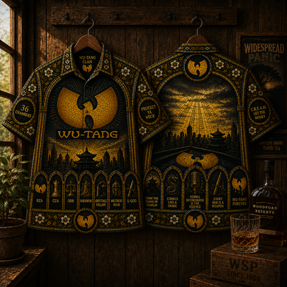 Wu-Tang Clan Hawaiian Shirt- Vintage Hip Hop Button-Up Shirt 36 Chambers Streetwear Gift for Rap Fans