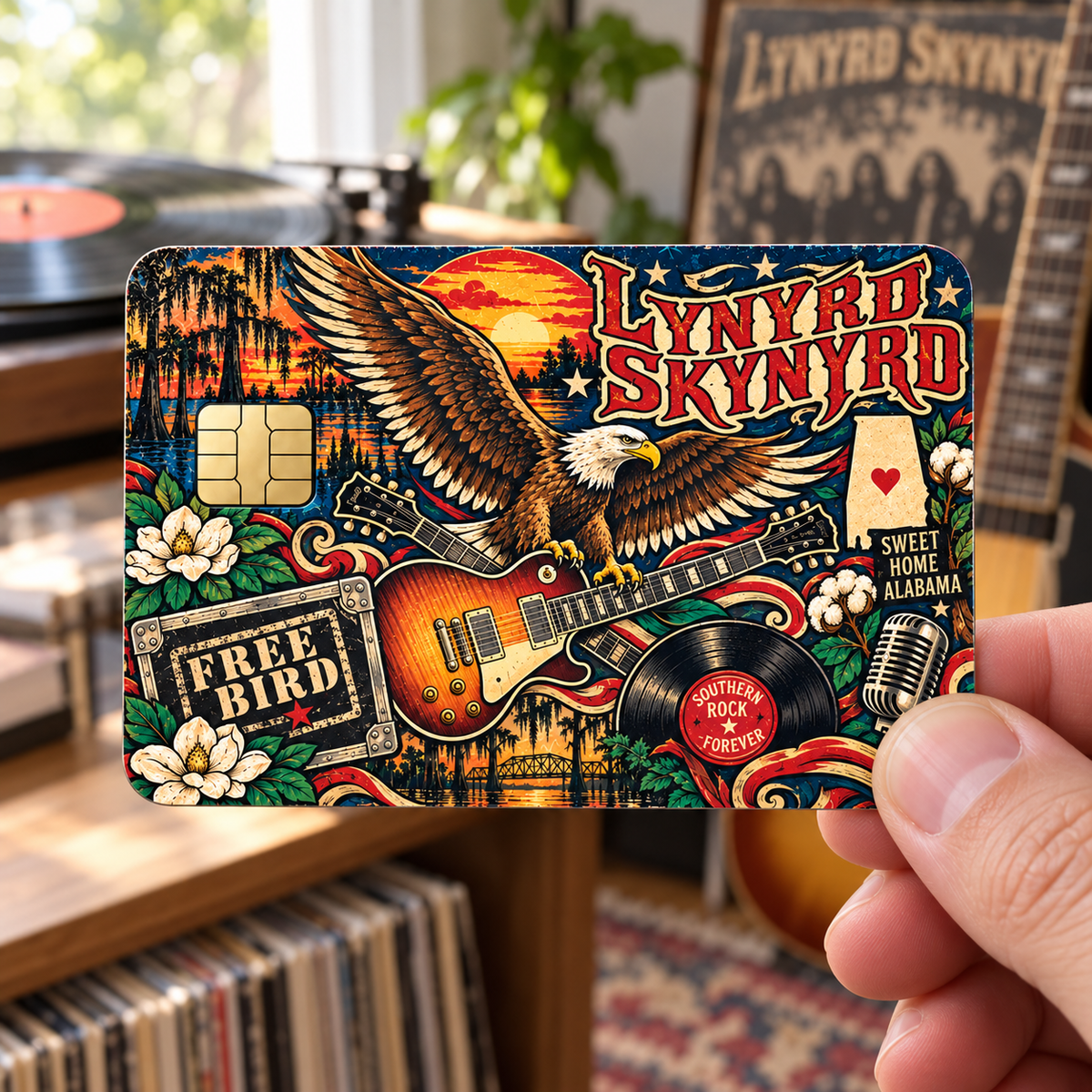 Lynyrd Skynyrd Credit Card Sticker, Free Bird Sweet Home Alabama Card Skin, Southern Rock Wallet Decal Gift