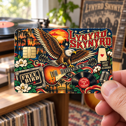 Lynyrd Skynyrd Credit Card Sticker, Free Bird Sweet Home Alabama Card Skin, Southern Rock Wallet Decal Gift