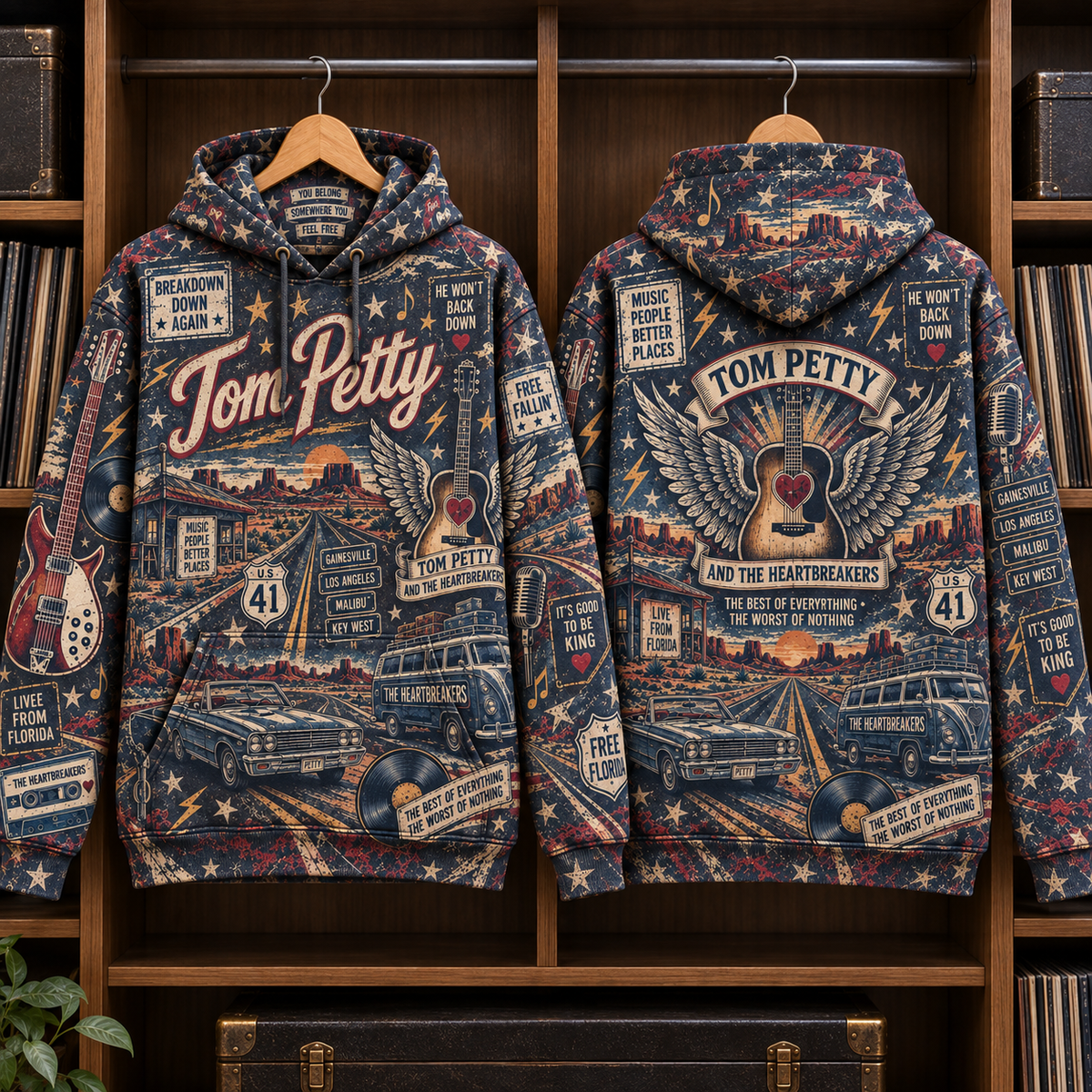 Tom Petty & The Heartbreakers Hoodie – Free Fallin’ Vintage Rock Pullover, Classic American Music Fan Gift