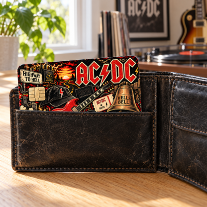AC/DC Credit Card Sticker, Highway to Hell Hells Bells Back in Black Card Skin, Classic Rock Wallet Decal Gift