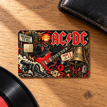 AC/DC Credit Card Sticker, Highway to Hell Hells Bells Back in Black Card Skin, Classic Rock Wallet Decal Gift