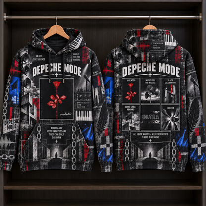 Depeche Mode Violator Hoodie – Black Red Industrial Synthpop Pullover, Music for the Masses Fan Gift