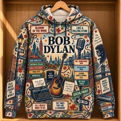 Bob Dylan Folk Legend Hoodie – Highway 61 Vintage Music Pullover, New York Folk Rock Fan Gift