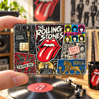 The Rolling Stones Credit Card Sticker, Sticky Fingers Some Girls Tattoo You Card Skin, Vintage Classic Rock Music Gift