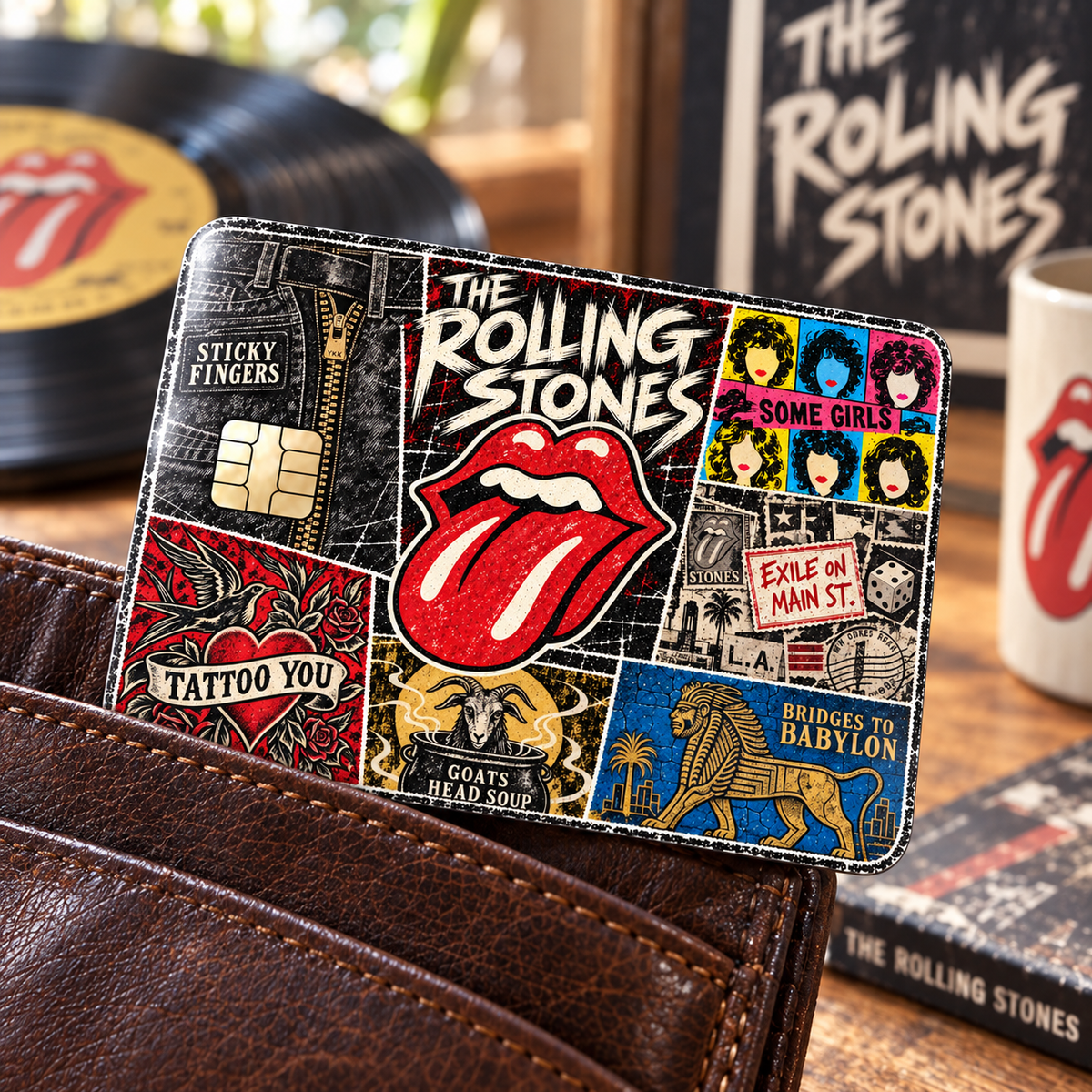 The Rolling Stones Credit Card Sticker, Sticky Fingers Some Girls Tattoo You Card Skin, Vintage Classic Rock Music Gift