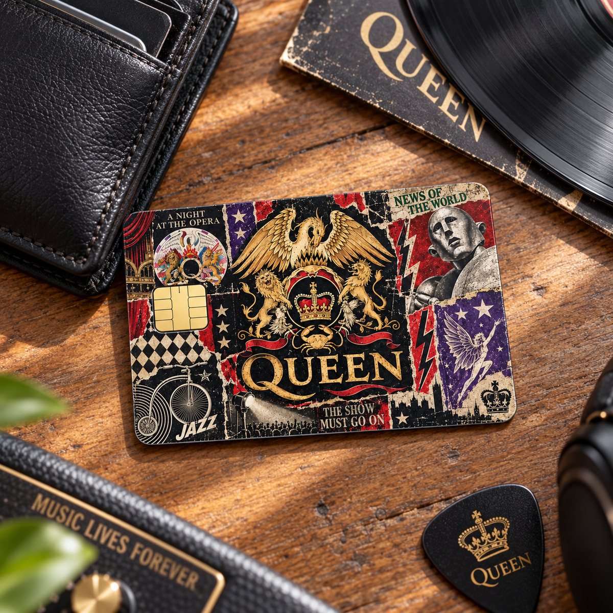 Queen Credit Card Sticker, A Night at the Opera News of the World Jazz Card Skin, Vintage Classic Rock Music Gift