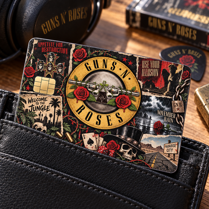 Guns N’ Roses Credit Card Sticker, Appetite for Destruction Use Your Illusion Card Skin, Vintage Hard Rock Music Gift