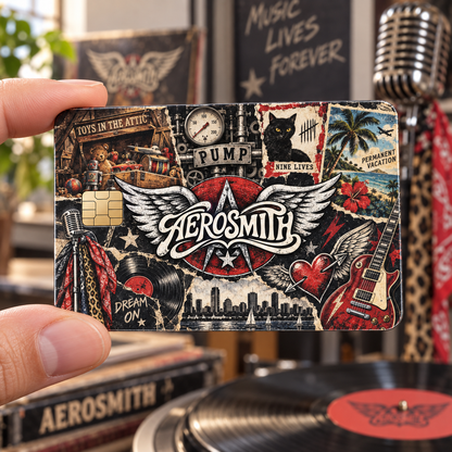 Aerosmith Credit Card Sticker, Toys in the Attic Pump Nine Lives Card Skin, Vintage Classic Rock Music Gift