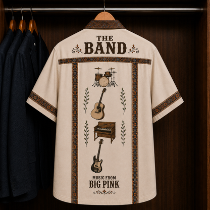 The Band Music From Big Pink Hawaiian Shirt - Mexican Inspired Hawaiian Shirt White Version