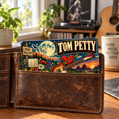 Tom Petty Credit Card Sticker, Free Fallin’ Wildflowers Card Skin, Full Moon Fever Classic Rock Wallet Decal Gift