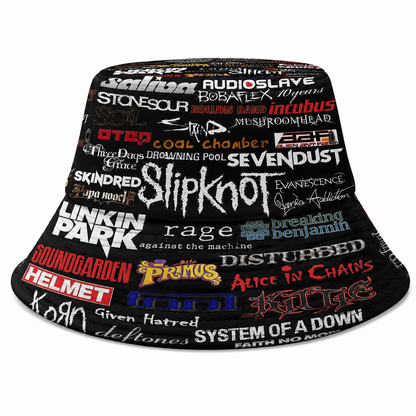 Metal Legends Collage Bucket Hat – 90s & 2000s Alternative Metal Fan Gift