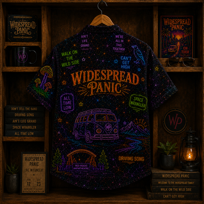 Widespread Panic Neon Hawaiian Shirt - Retro Jam Band All Over Print Hawaiian Shirt - Psychedelic Rock Summer Button Up Shirt
