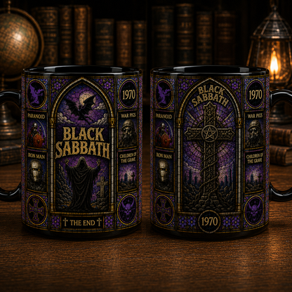 Black Sabbath Stained Glass Mug – Paranoid Heavy Metal Gift