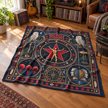 Rush Heritage Pattern Sherpa, 2112 Starman Rock Band Blanket, Moving Pictures Inspired Bedding, Vintage Rush Fan Gift