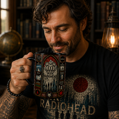 Radiohead Stained Glass Mug – OK Computer Alternative Rock Gift