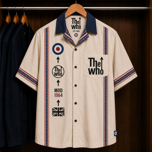 The Who Mod Target Bohemian Hawaiian Shirt - Mexican Inspired Hawaiian Shirt White Version
