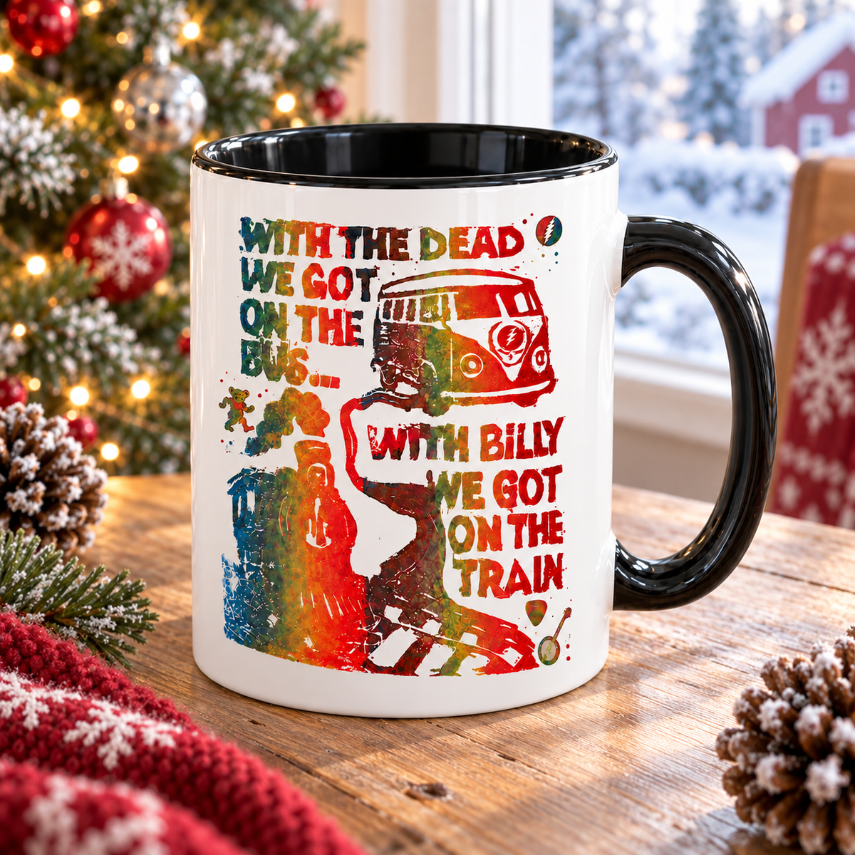 Grateful Dead Billy Strings Mug, We Got on the Bus Train Quote Coffee Cup, Psychedelic Jam Band Music Gift