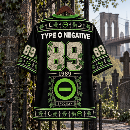 Type O Negative  Jersey, Gothic Green Black Band Shirt, Brooklyn 89 Jersey, Slow Deep and Hard Inspired Rock Fan Gift