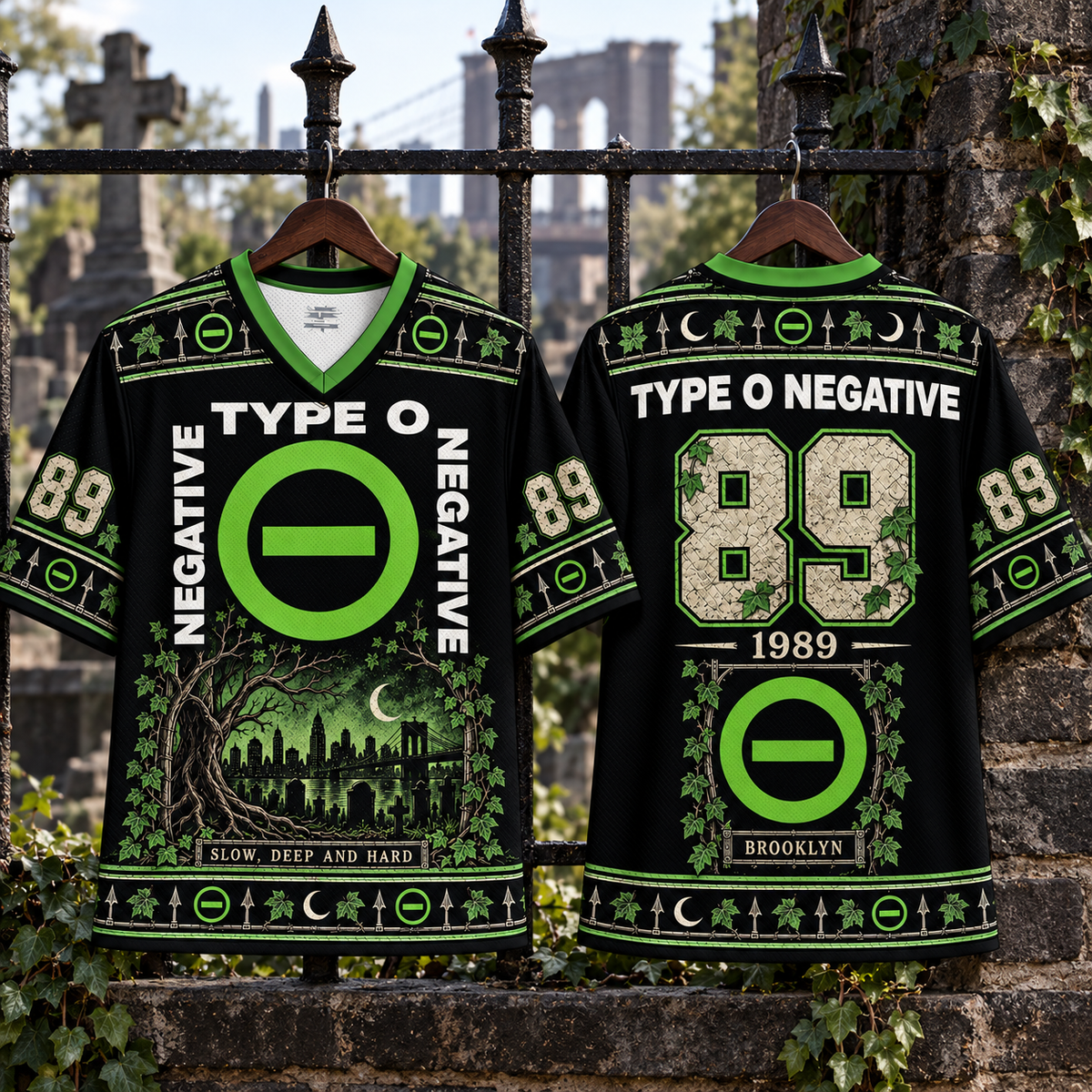 Type O Negative  Jersey, Gothic Green Black Band Shirt, Brooklyn 89 Jersey, Slow Deep and Hard Inspired Rock Fan Gift