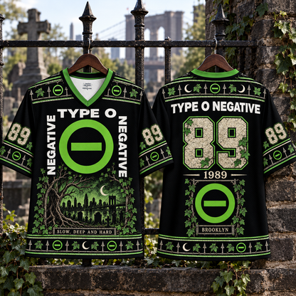 Type O Negative  Jersey, Gothic Green Black Band Shirt, Brooklyn 89 Jersey, Slow Deep and Hard Inspired Rock Fan Gift