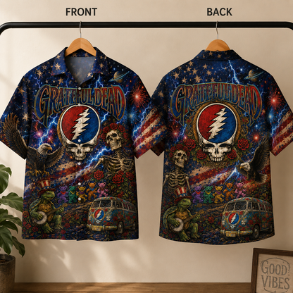 Grateful Dead Hawaiian Shirt Psychedelic Rock Band Aloha Shirt - Deadhead Fan Gift