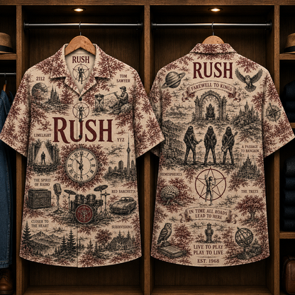 Rush Farewell to Kings Hawaiian Shirt - Rush Band Button-Up Shirt Progressive Rock Music Fan Gift Vintage All-Over Print Shirt