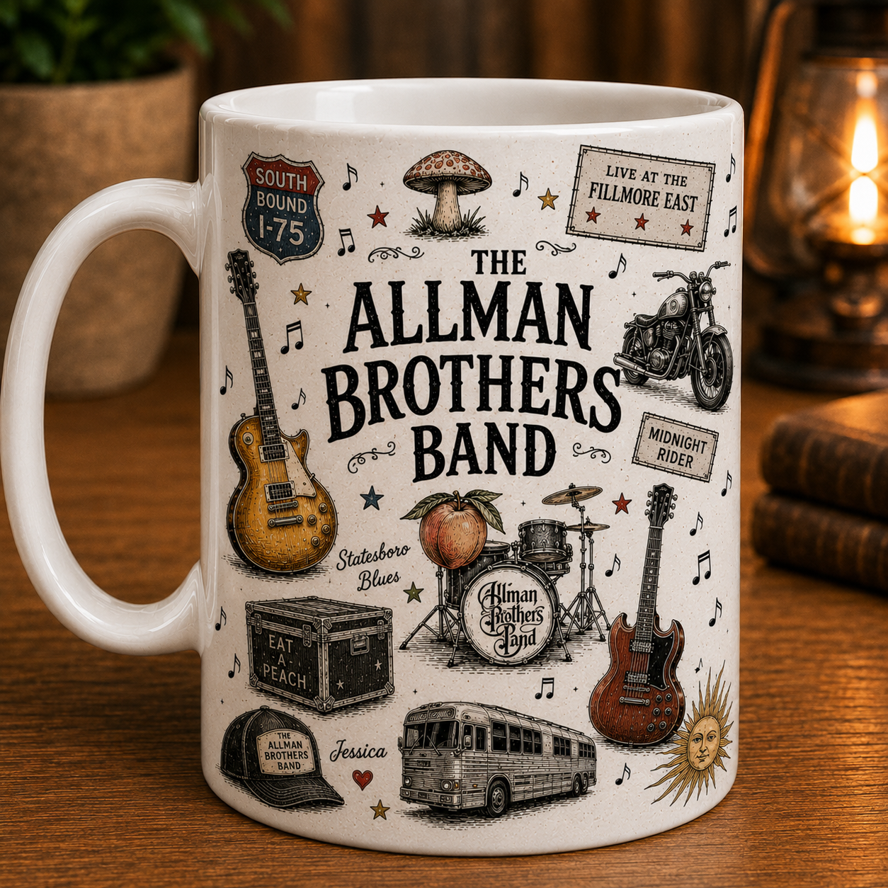 The Allman Brothers Band Ceramic Mug – Southern Rock Coffee Mug, Vintage Music Gift, Allman Brothers Fan Cup