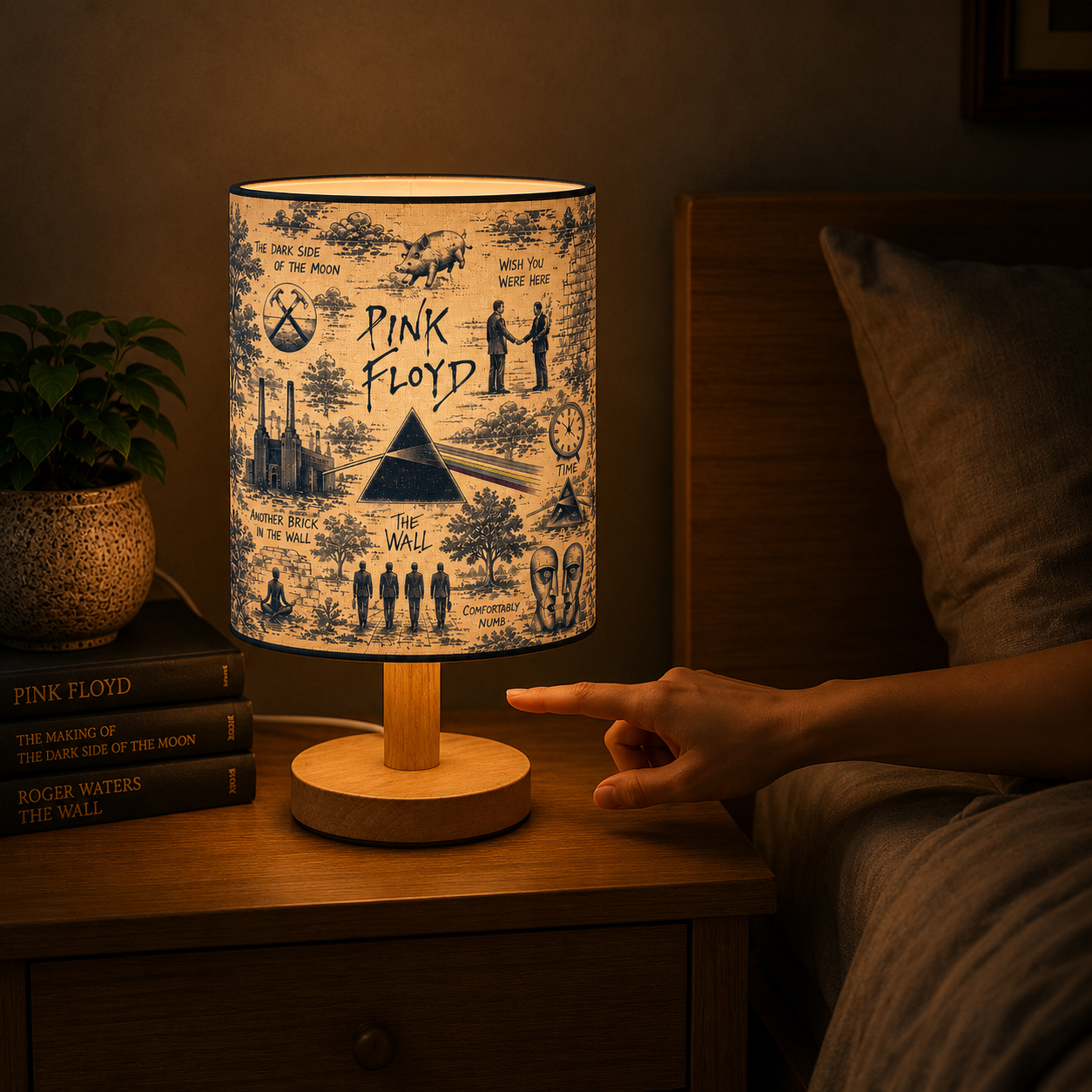 Pink Floyd Band Table Fabric Lamp – Vintage Music Room Decor Gift