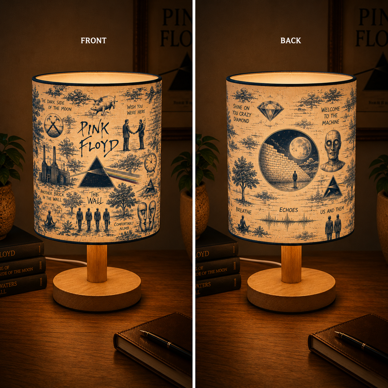 Pink Floyd Band Table Fabric Lamp – Vintage Music Room Decor Gift