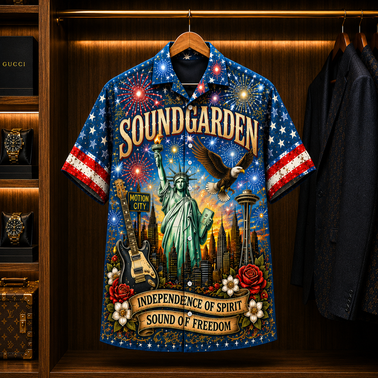 Soundgarden Hawaiian Shirt - Grunge Rock Band All Over Print AOP Button Up Shirt for Soundgarden Fans